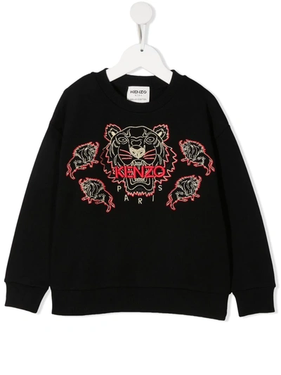 Kenzo Embroidered-logo Long-sleeve Sweatshirt In Black | ModeSens