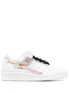 Adidas Originals Forum Low Low-top Leather Sneakers In White,pink,green