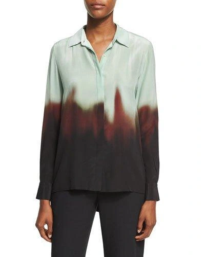 Rosetta Getty Ombr&eacute; Silk Godet-back Shirt, Multicolor