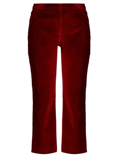 Altuzarra Nettie Cropped Kick-flare Velvet Trousers In Burgundy