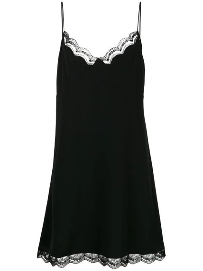 Chloé Chloe Parachute Silk Lace Trim Slip Dress In Black