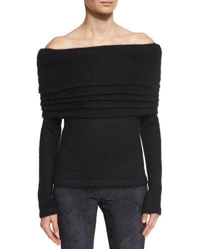 Brandon Maxwell Off-the-shoulder Layered Sweater, Black