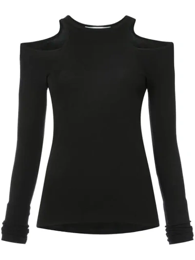 Rosetta Getty Cold-shoulder Long-sleeve T-shirt, Black