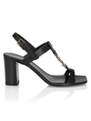 Saint Laurent Cassandra Leather Slingback Sandals In Black