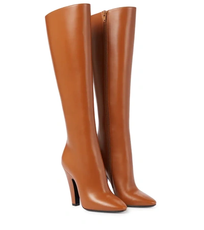 Saint Laurent 110mm 68 Tall Leather Boots In Tan