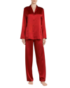 La Perla Silk Satin Pajama Shirt & Pants In Red Tango