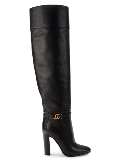 Dolce & Gabbana Black 105 Knee-high Leather Boots