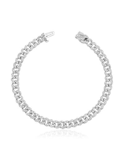 Shay 18kt White Gold Mini Flat Pave Diamond Bracelet In Silver