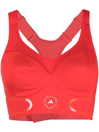 Adidas By Stella Mccartney Truepace High-impact Moulded-cup Sports Bra In Red