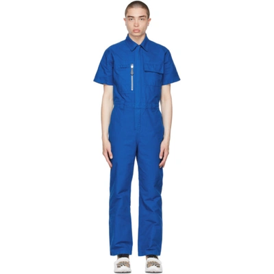 Burberry Blue Cotton Canvas Boiler Jumpsuit In Midnight Navy