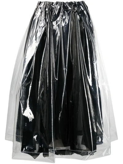 Comme Des Garçons Vinyl Layer A-line Skirt In Black X Clear