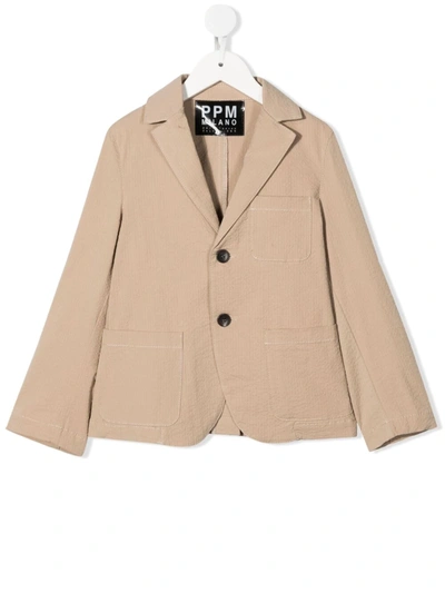 Paolo Pecora Teen Single-breasted Blazer In Neutrals