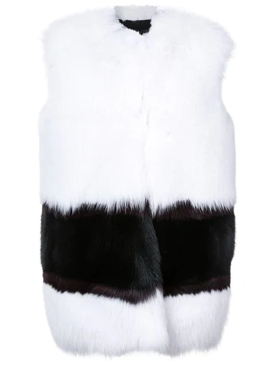 Derek Lam Graphic-stripe Fox Fur Vest