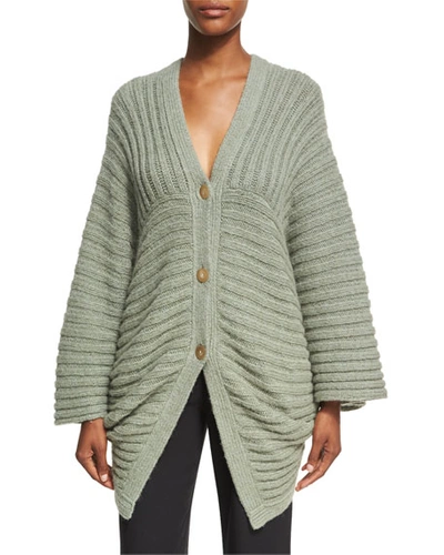 Rosetta Getty Chunky Ribbed Alpaca-blend Cocoon Cardigan, Sage