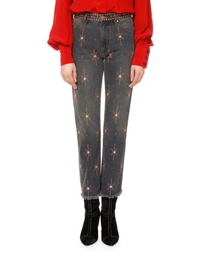 Isabel Marant Nolan Star-embellished Slim-straight Jeans In Gray