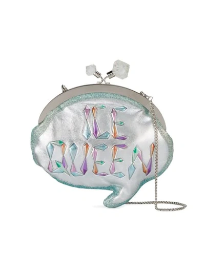Sophia Webster Ice Queen Speech Bubble Clutch Bag In Silver