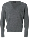 Prada V-neck Wool Sweater In Grey