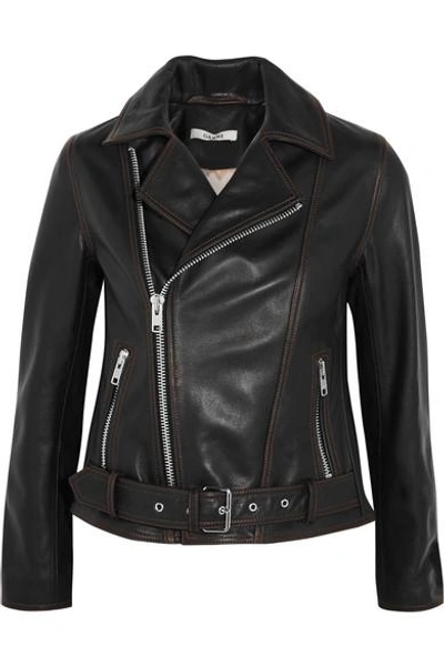 Ganni Tatin Leather Biker Jacket In Llack | ModeSens
