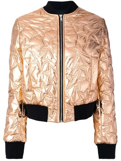 Msgm Star Quilted Bomber Jacket In Bronzometallico