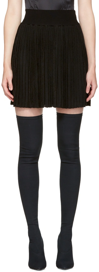 Balmain Pleated Knit Skirt - Black In C0100 Black
