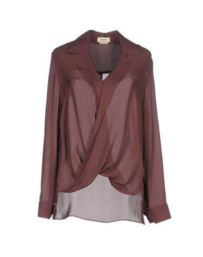 L Agence Blouse In Maroon