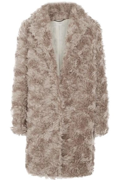 Stella Mccartney Toti Mohair, Cotton And Wool-blend Faux Shearling Coat In Neutral
