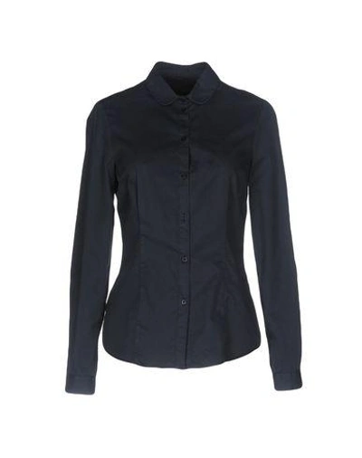 Trussardi Solid Color Shirts & Blouses In Dark Blue