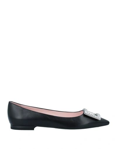 Roger Vivier Gommettine Ballet Flats 05 Crystal Buckle In Black
