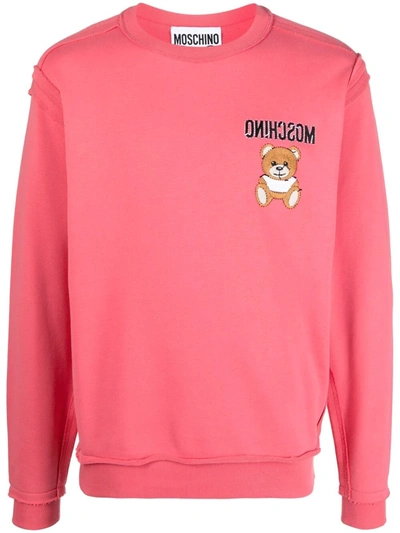 Moschino Teddy Bear-embroidered Sweatshirt In Pink