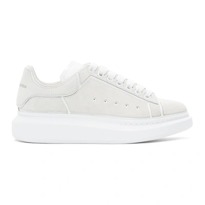 Alexander Mcqueen White & Grey Suede Paneled Oversized Sneakers In 9000 White/white