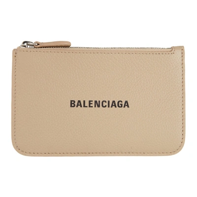 Balenciaga Beige Cash Zip Card Holder In 2760 Ltbeige/black