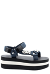 Marni Black Embellished Platform Sandals In Black,white