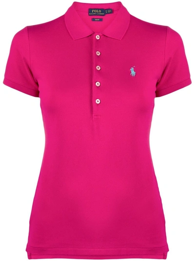Polo Ralph Lauren Embroidered-logo Cotton Polo Shirt In Pink