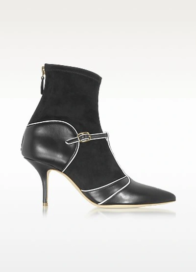 Malone Souliers Woman Paneled Leather And Suede Ankle Boots Black