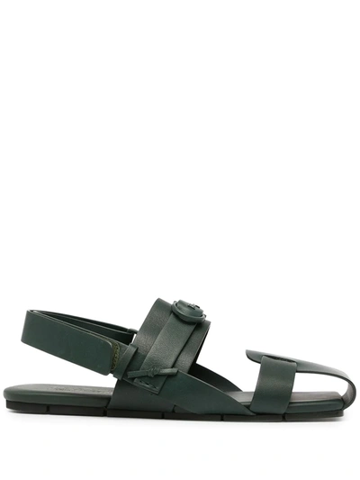 Ferragamo Gancini Touch-strap Sandals In Green