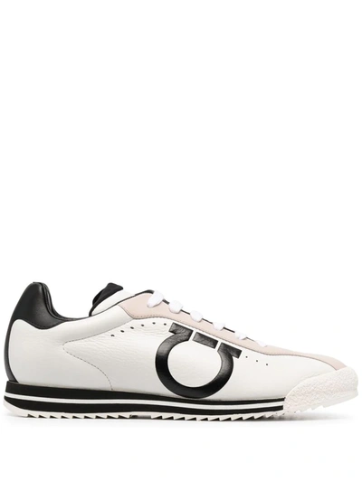 Ferragamo Gancini Motif Low-top Sneakers In White