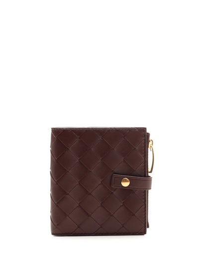 Bottega Veneta Intrecciato Mini Wallet In Brown