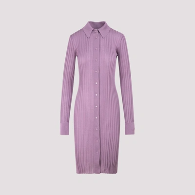 Bottega Veneta Knitted Polo Dress In Purple