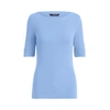 Lauren Ralph Lauren Cotton-blend Boatneck Top In Cabana Blue