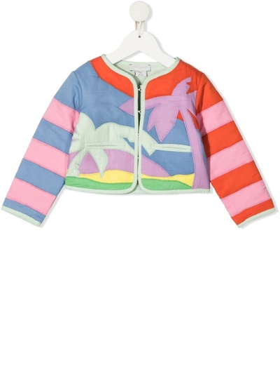 Stella Mccartney Kids' Palm Tree Quilted Jacket In Pink