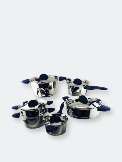 Berghoff Stacca Stainless Steel 11 Piece Cookware Set In Blue