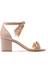 Alexandre Birman Clarita Bow-embellished Suede And Satin-twill Sandals In Beige