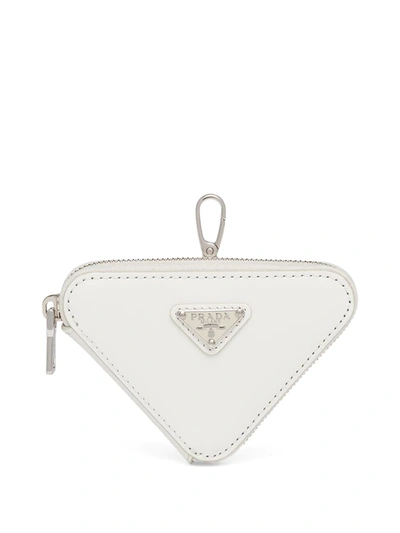 Prada Snap Hooked Triangle Mini Pouch In White