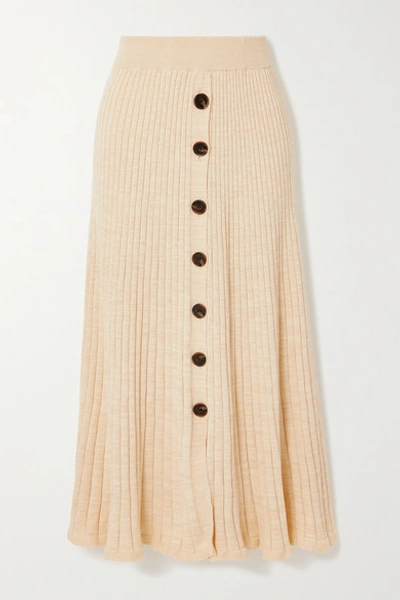 Anna Quan Hettie Ribbed Cotton Maxi Skirt In Sand