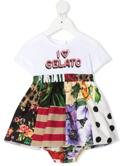 Dolce & Gabbana Babies' Cotton Dress & Diaper Cover In Multicolor