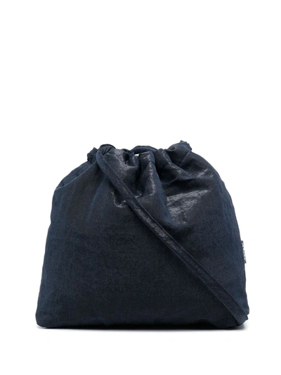 Aspesi Cotton-silk Blend Bucket Bag In Blue