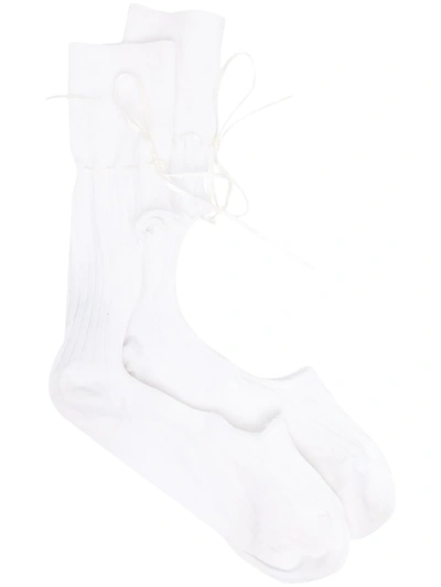 Simone Rocha Cut-out Lace-up Detail Socks In White