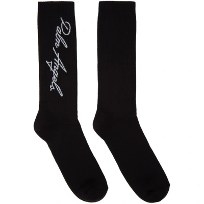 Palm Angels Miami Logo Intarsia Cotton Blend Socks In Black
