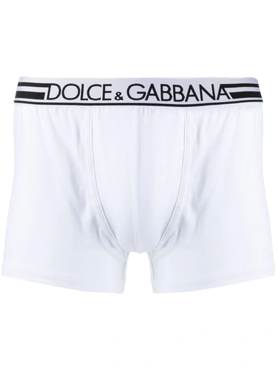 Dolce & Gabbana Stretch Cotton Regular Boxer Briefs In White