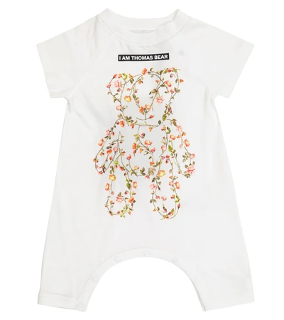 Burberry Baby Printed Cotton Jersey Bodysuit In White
